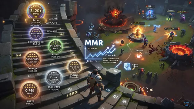 Система рангов в Dota 2: От Рекрута до Титана и сколько ММР для каждого